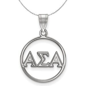 Sterling Silver Alpha Sigma Alpha Small Circle Necklace - 24 Inch